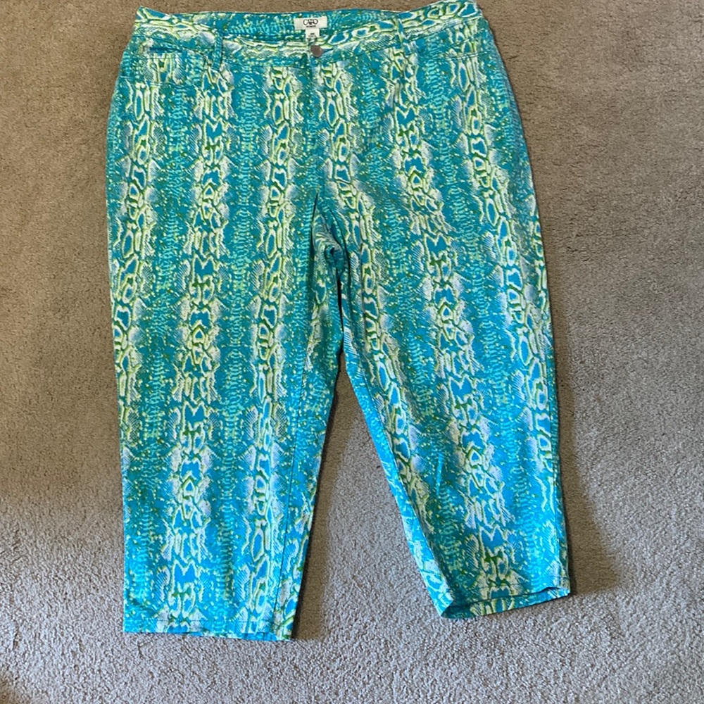 Cato Blue and Green Patterned Capris